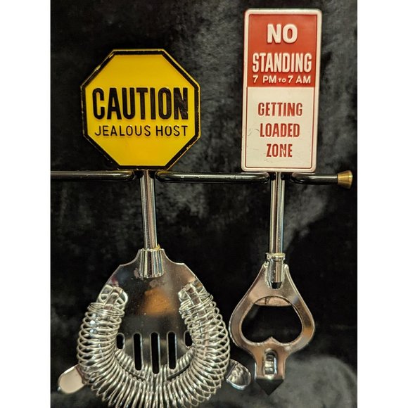 Vintage Cocktail Martini Accessories Set Traffic Signs Barware circa 1960s-70s - Picture 6 of 9